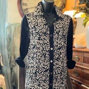 Soft Surroundings black & white floral print shirt dress
